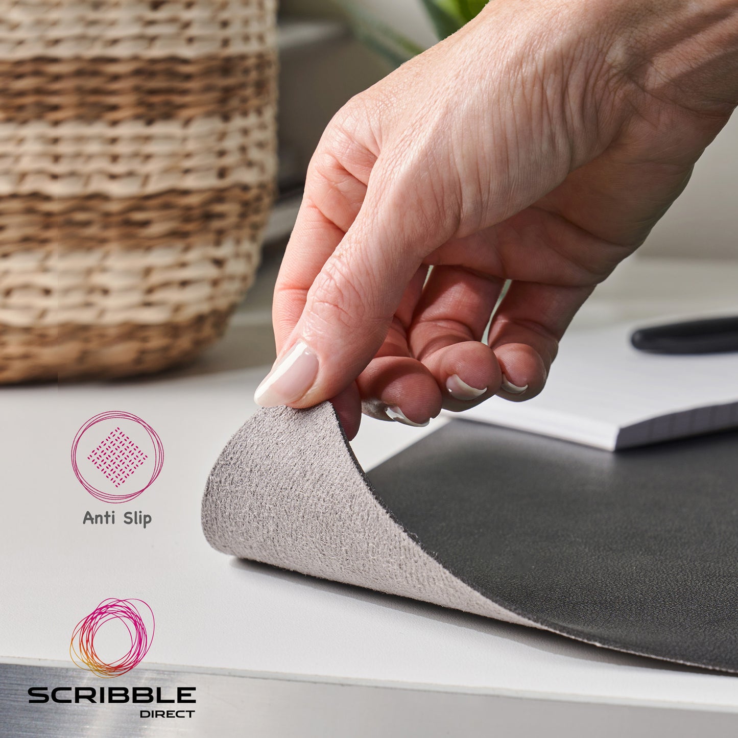 Scribble PU Leather Desk Mat. Anti-Slip, or Double-Sided