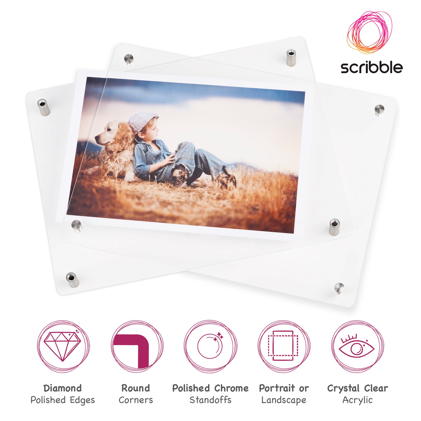 Scribble Wall Mounted Clear Acrylic Photo/Certificate Frame for A4 Prints