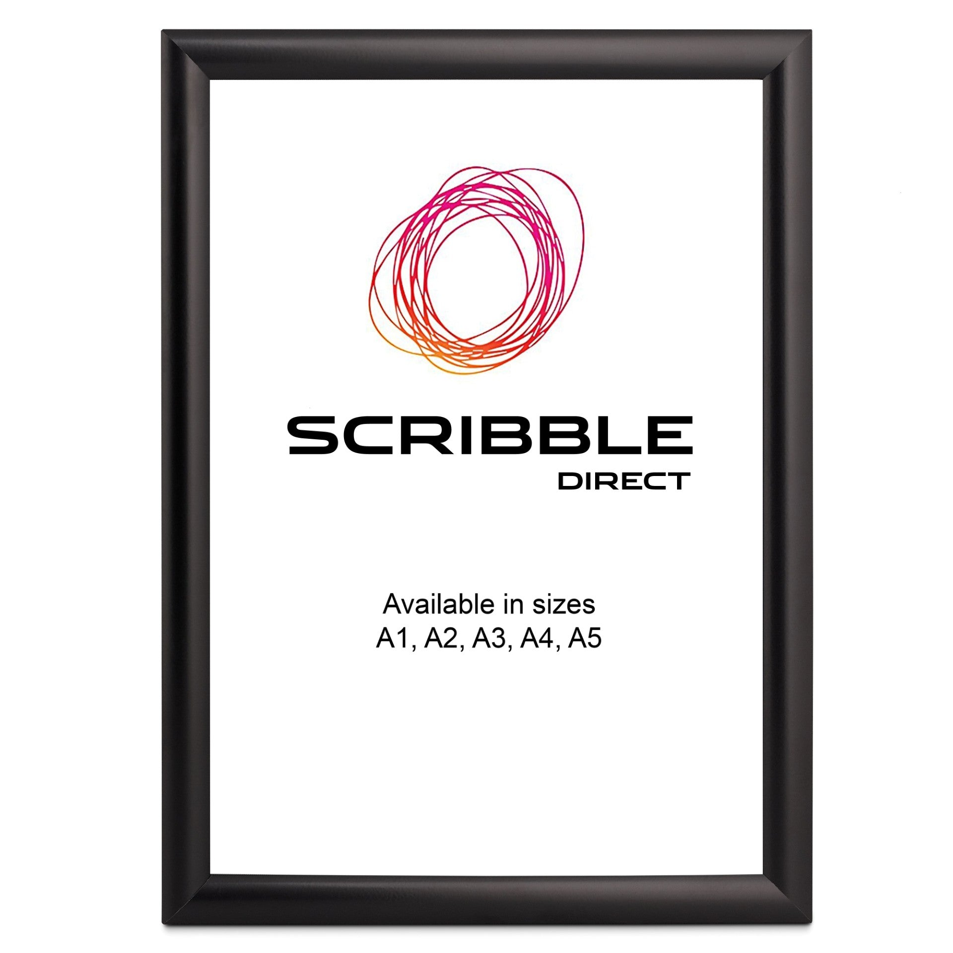 Framed poster with Scribble Direct logo and text on a white background