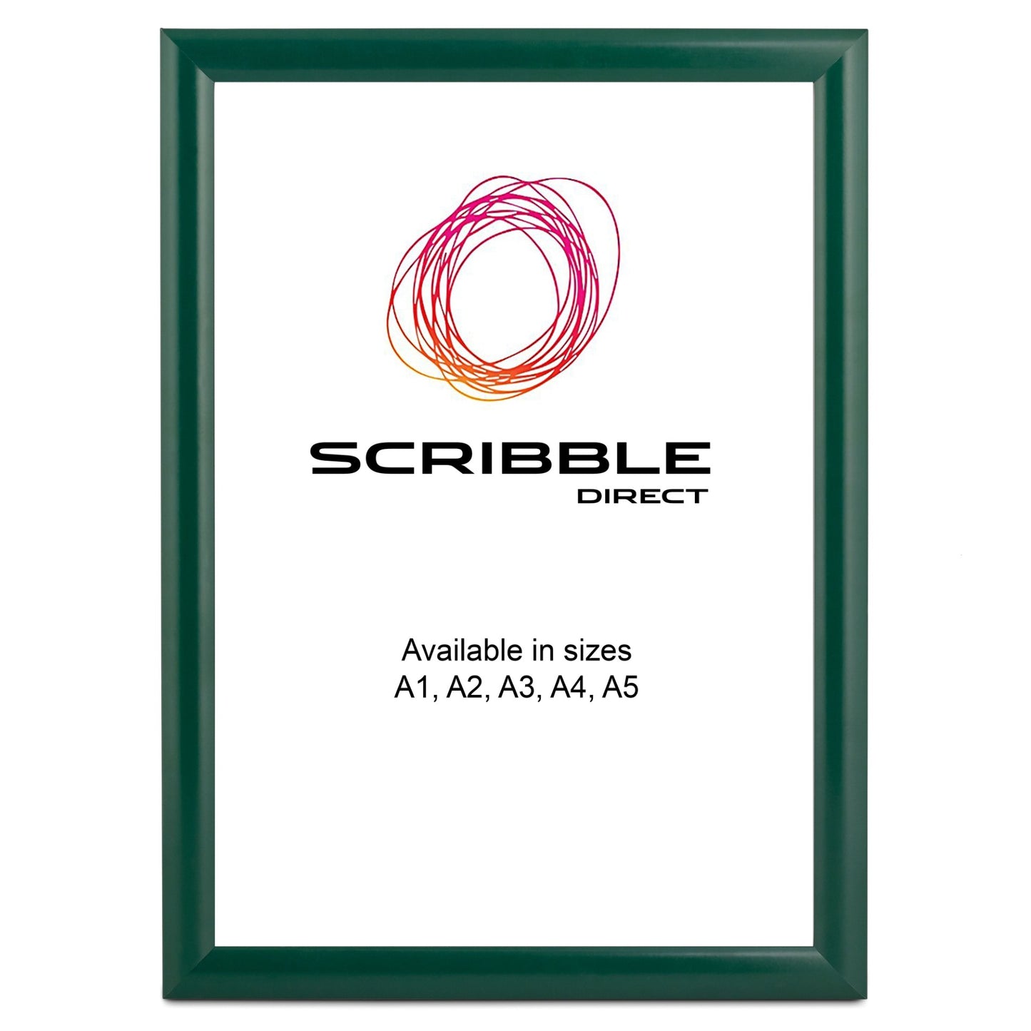 Framed poster with Scribble Direct logo and text on a white background