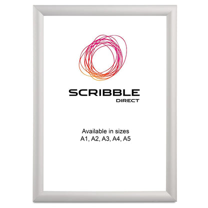 Framed poster with Scribble Direct logo and text on a white background