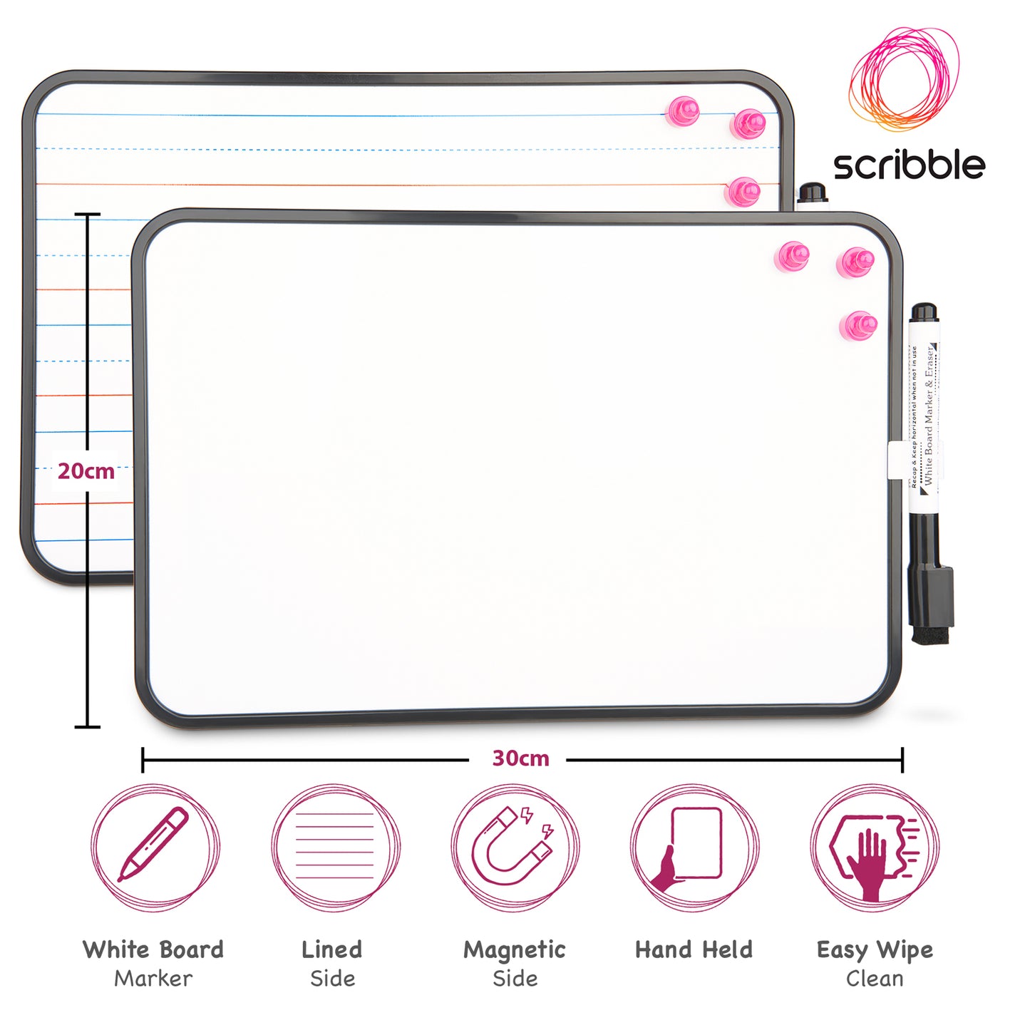 MINI A4 sized Double Sided Handheld Magnetic Whiteboard
